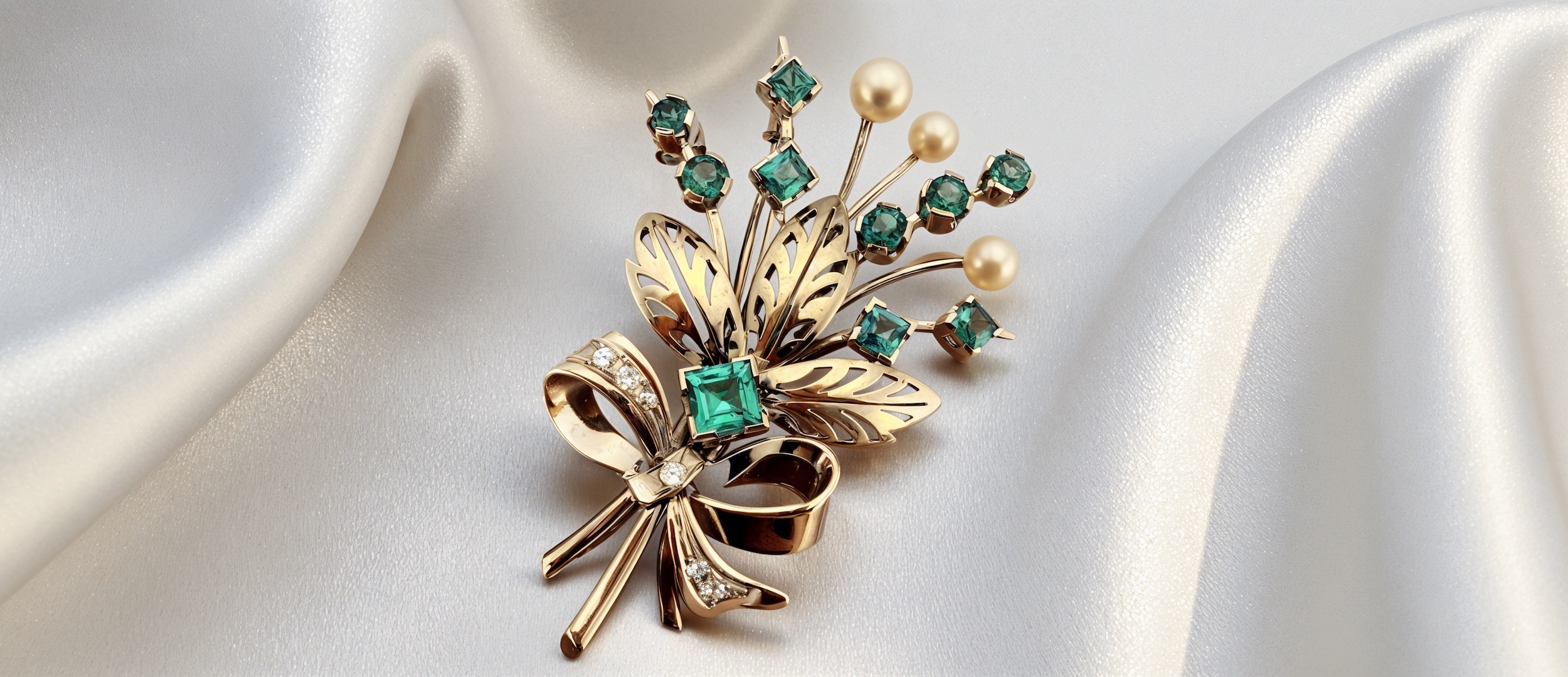 Vintage zlatá brož s turmalíny laguna